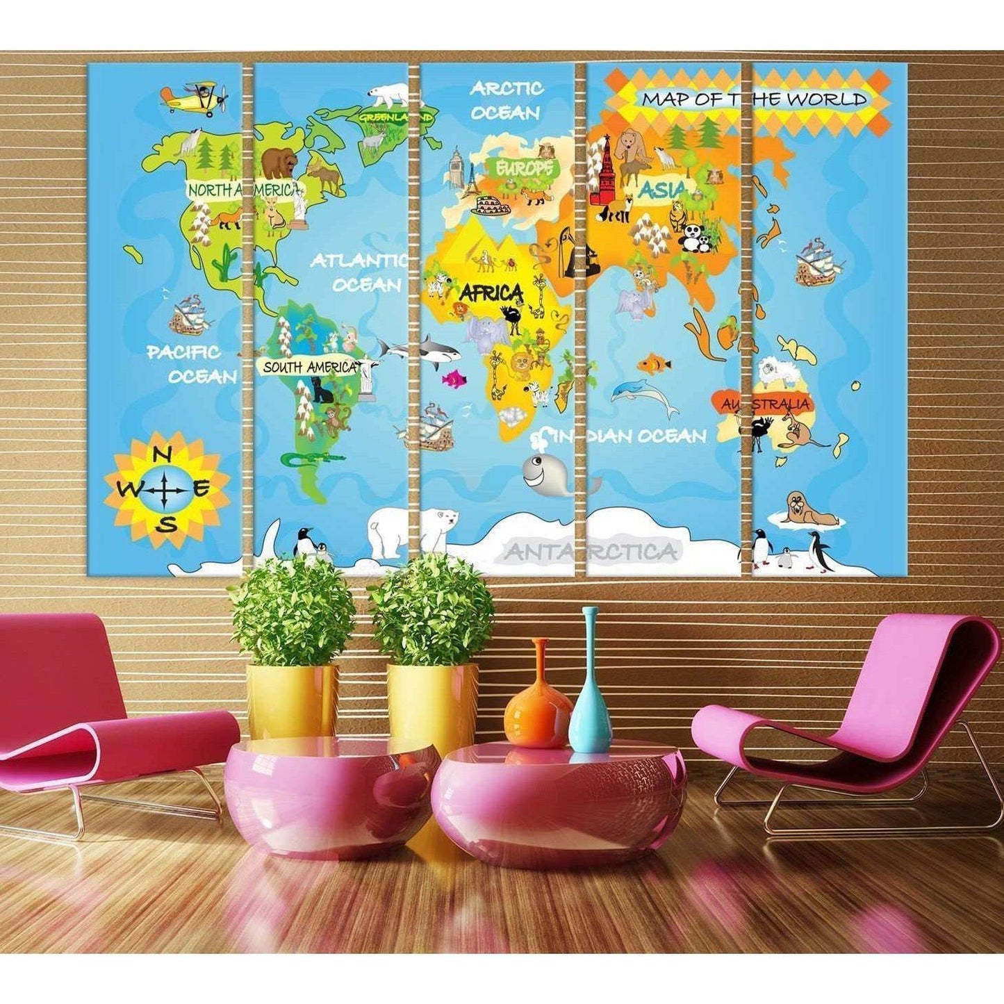 Kids World Map №714 Ready to Hang Canvas PrintCanvas art arrives ready to hang, with hanging accessories included and no additional framing required. Every canvas print is hand-crafted, made on-demand at our workshop and expertly stretched around 100% Nor