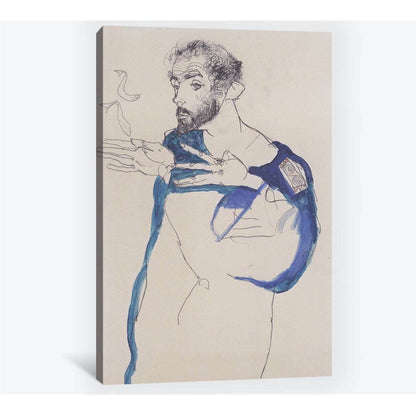 Klimt in a light Blue Smock by Egon Schiele, 1913 - Ready to Hang Canvas Print - Zellart Canvas Prints 6229, ALL_Products