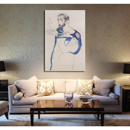 Klimt in a light Blue Smock by Egon Schiele, 1913 - Ready to Hang Canvas Print - Zellart Canvas Prints 6229, ALL_Products