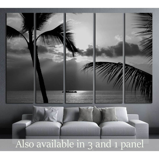 Kona Coast Party Boat Out For A Cruise in black and white №2662 Ready to Hang Canvas Print - Zellart Canvas Prints ALL_Products, s-2662