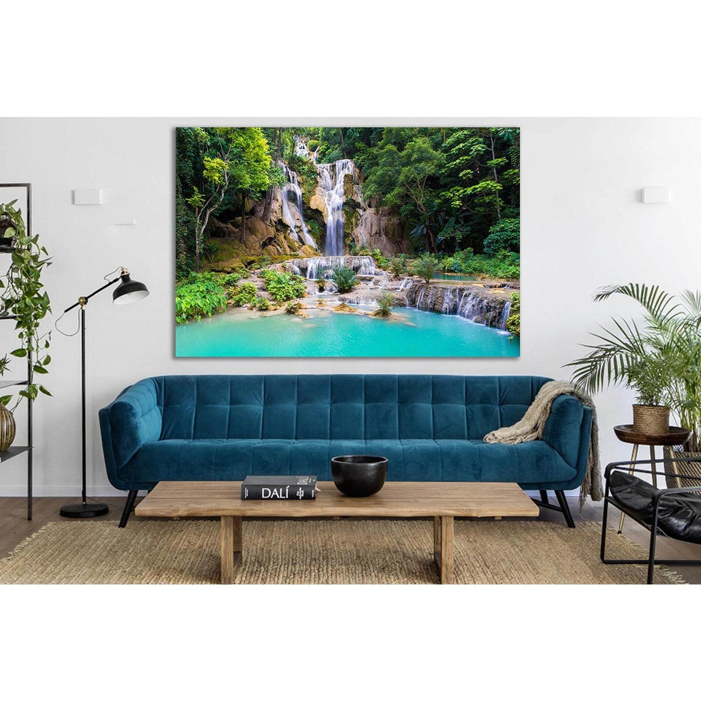 Kouangxi Water Fall Laos №SL491 Ready to Hang Canvas Print - Zellart Canvas Prints 0new, ALL_Products, Waterfall, Waterfall Wall Art