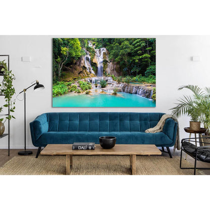 Kouangxi Water Fall Laos №SL491 Ready to Hang Canvas Print - Zellart Canvas Prints 0new, ALL_Products, Waterfall, Waterfall Wall Art