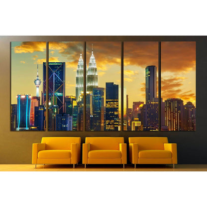Kuala Lumpur City skyline with urban skyscrapers at sunset №2949 Ready to Hang Canvas Print - Zellart Canvas Prints ALL_Products, s-2949