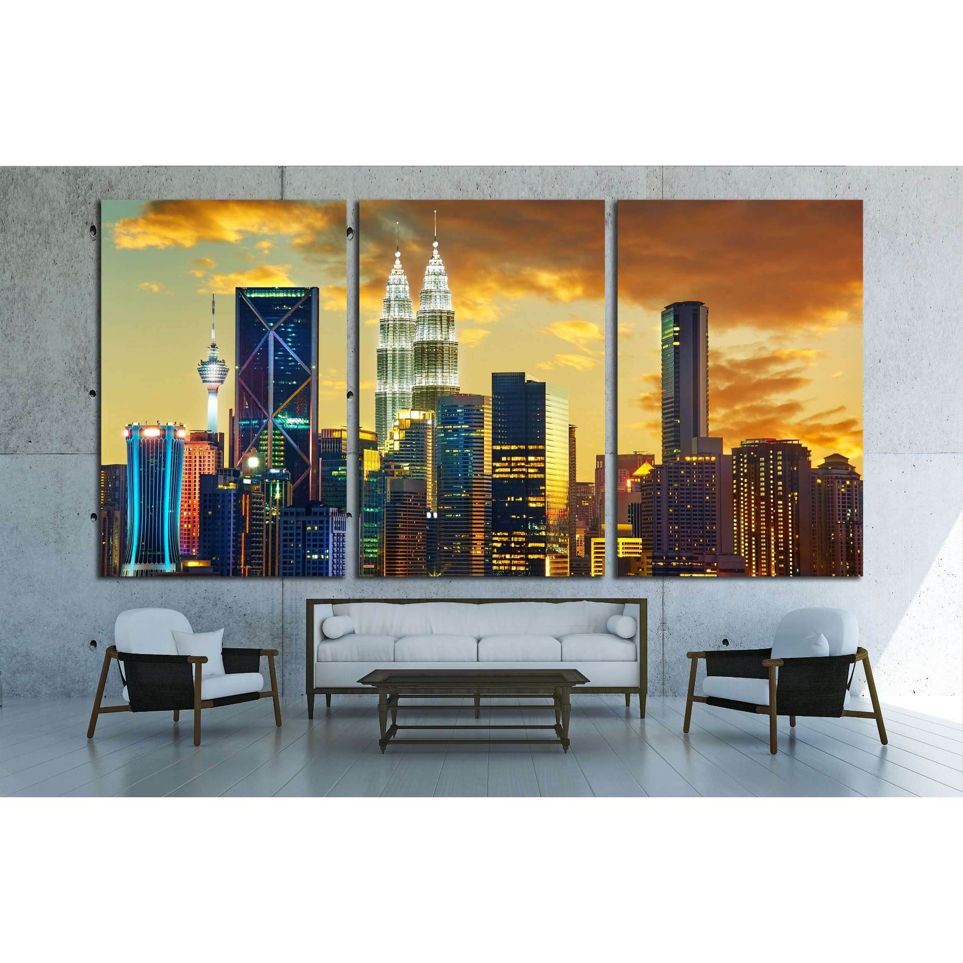 Kuala Lumpur City skyline with urban skyscrapers at sunset №2949 Ready to Hang Canvas Print - Zellart Canvas Prints ALL_Products, s-2949