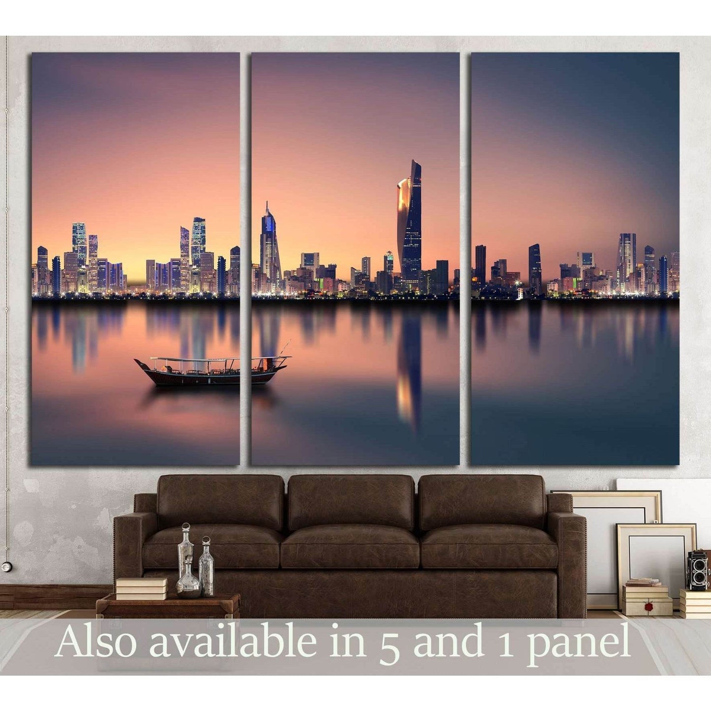 Kuwait city skyline during sunset №2937 Ready to Hang Canvas Print - Zellart Canvas Prints ALL_Products, s-2937