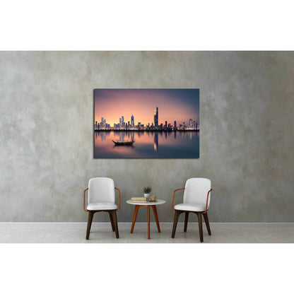 Kuwait city skyline during sunset №2937 Ready to Hang Canvas Print - Zellart Canvas Prints ALL_Products, s-2937