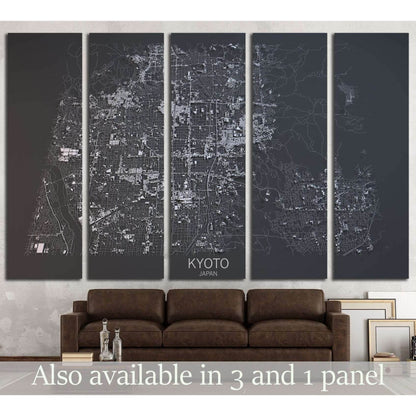 Kyoto map, satellite view, Japan №1825 Ready to Hang Canvas Print - Zellart Canvas Prints ALL_Products, s-1825