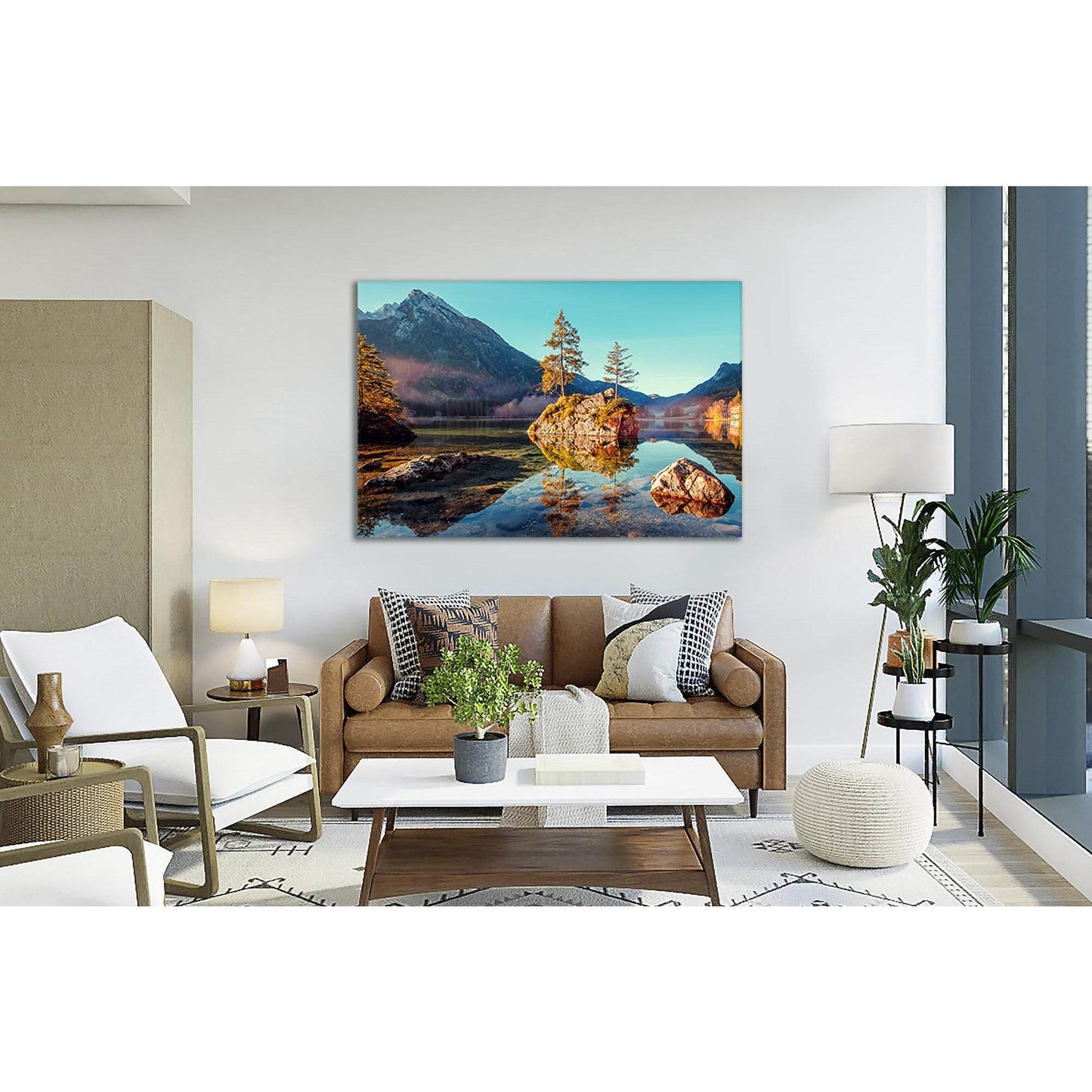 Lake Hintersee At Sunrise №sl08 Ready to Hang Canvas Print - Zellart Canvas Prints 0new, ALL_Products, Nature & Landscapes Canvas Print