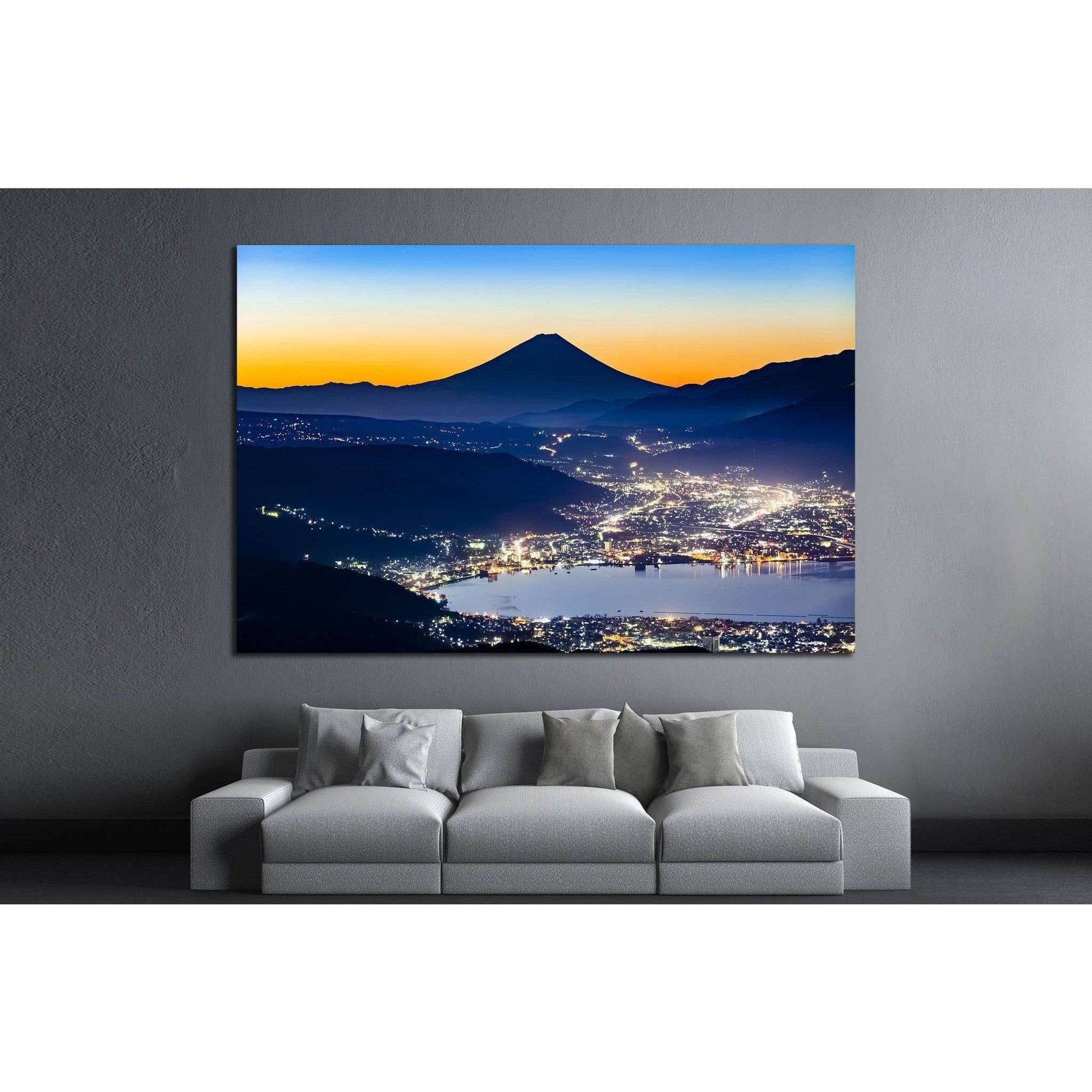 Lake Suwa and Mount Fuji, Japan №1252 Ready to Hang Canvas Print - Zellart Canvas Prints ALL_Products, s-1252