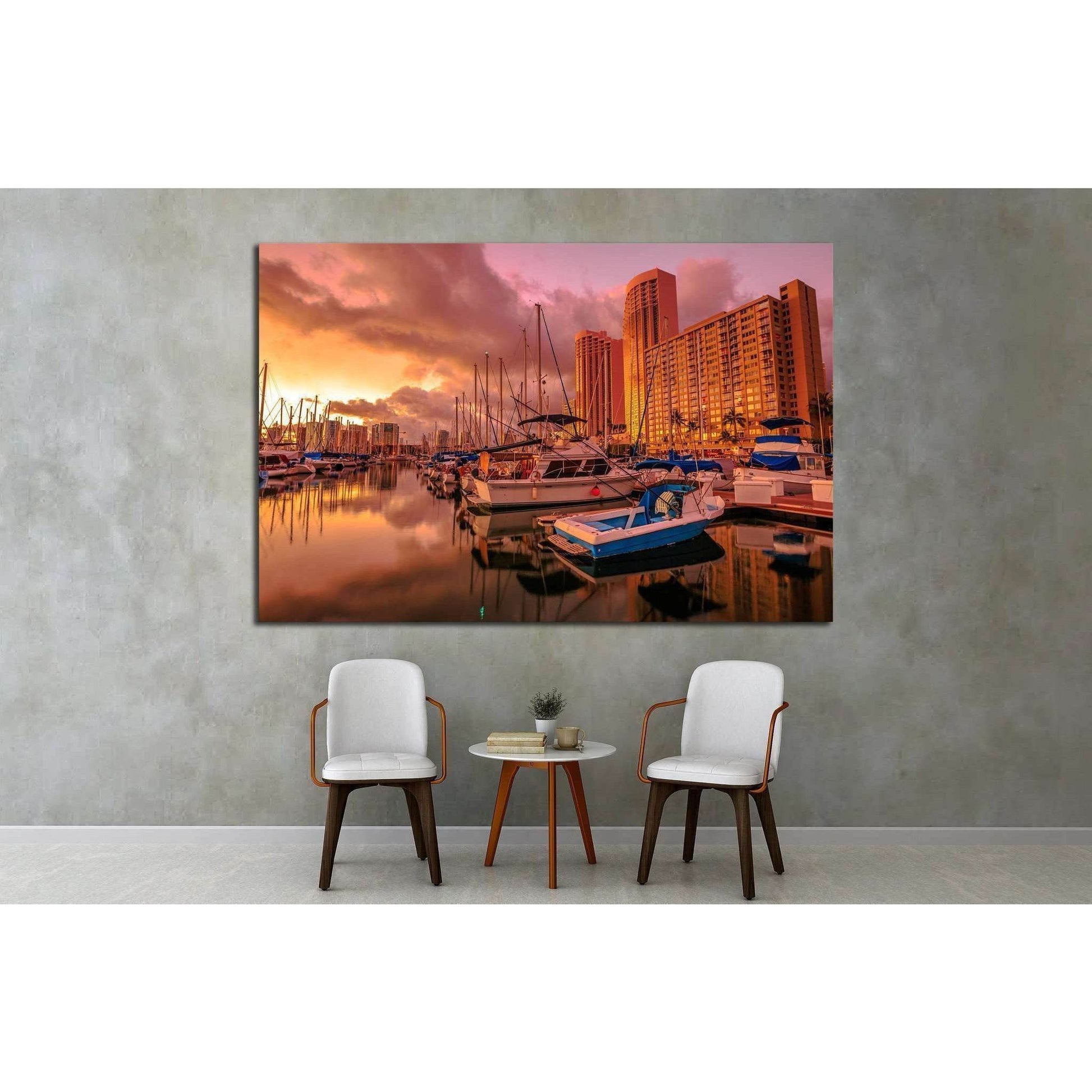 Landscape Ala Wai Harbor near Waikiki beach in Honolulu №1760 Ready to Hang Canvas PrintCanvas art arrives ready to hang, with hanging accessories included and no additional framing required. Every canvas print is hand-crafted, made on-demand at our works