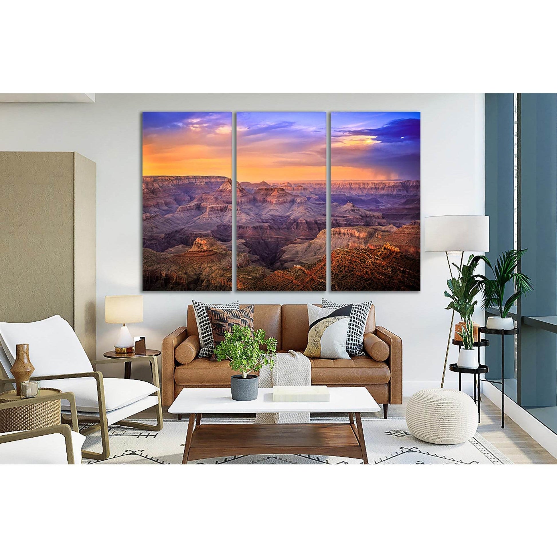 Landscape Grand Canyon At Sunset №SL230 Ready to Hang Canvas Print - Zellart Canvas Prints 0new, ALL_Products, SUNRISE & SUNSET WALL ART