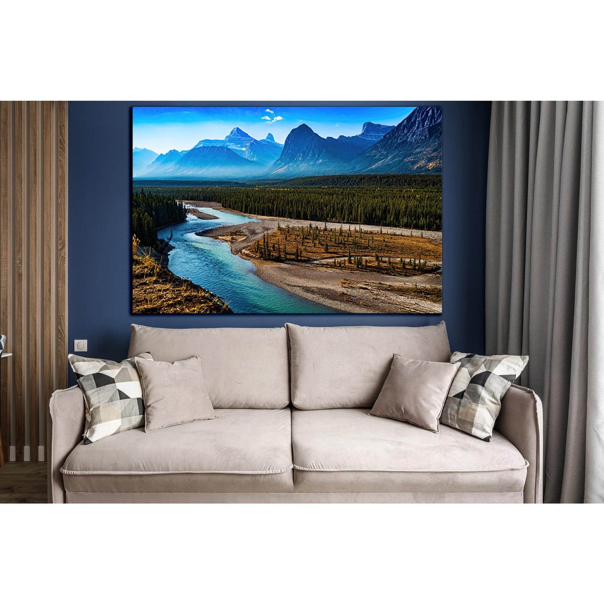 Landscape Mountain And River №SL1600 Ready to Hang Canvas Print - Zellart Canvas Prints 0new, ALL_Products, Mountains Wall Art, Nature Wall Art