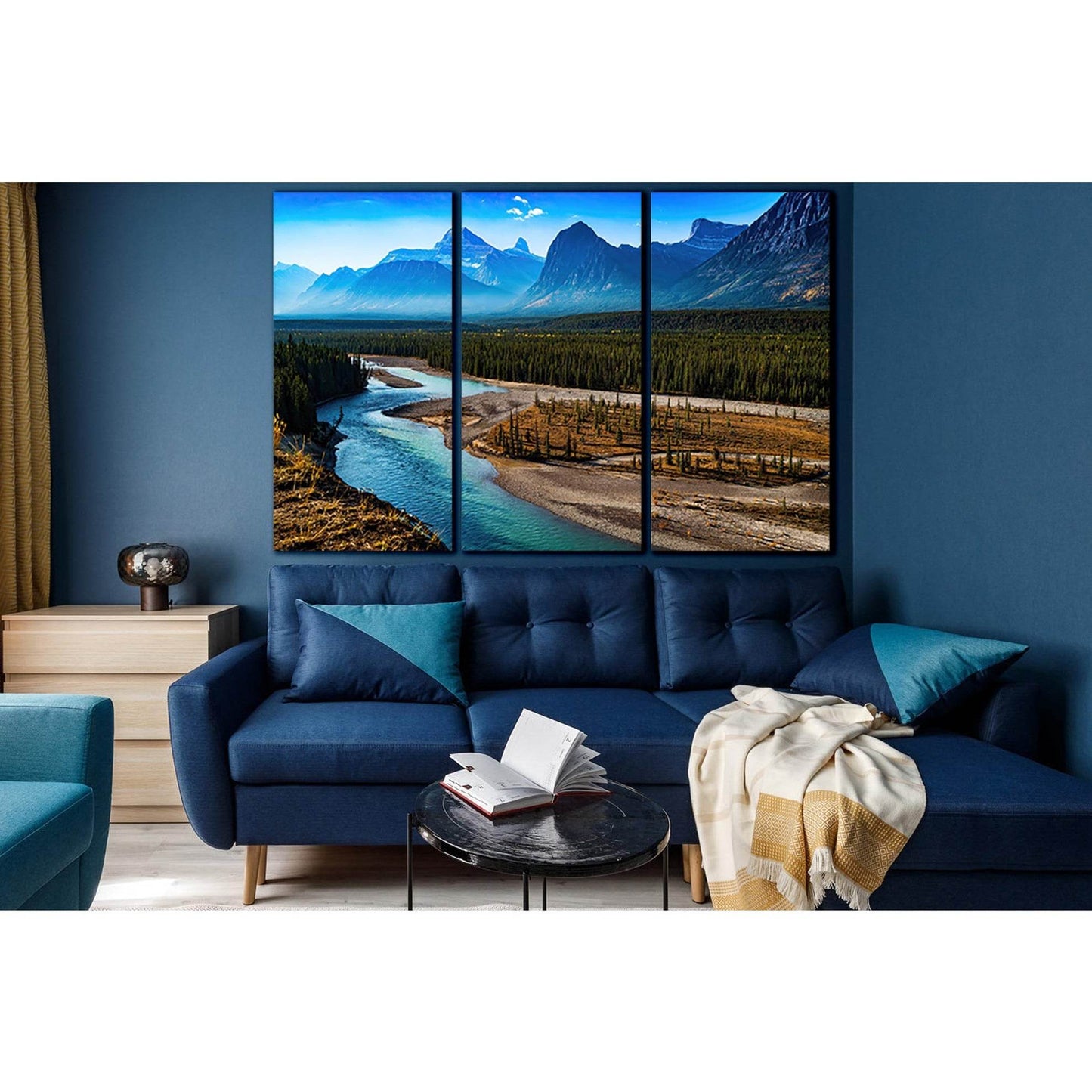 Landscape Mountain And River №SL1600 Ready to Hang Canvas Print - Zellart Canvas Prints 0new, ALL_Products, Mountains Wall Art, Nature Wall Art