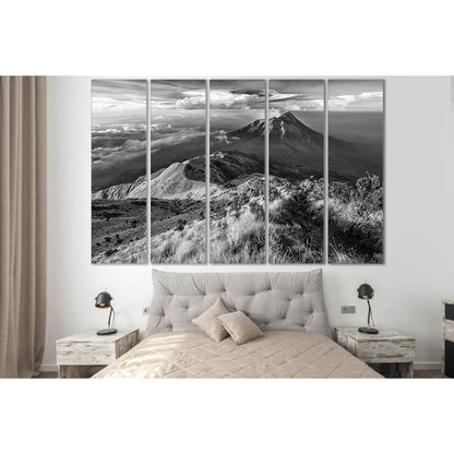 Landscape Mountain Volcano Black And White №SL842 Ready to Hang Canvas Print - Zellart Canvas Prints 0new, ALL_Products, Black & White Wall Art