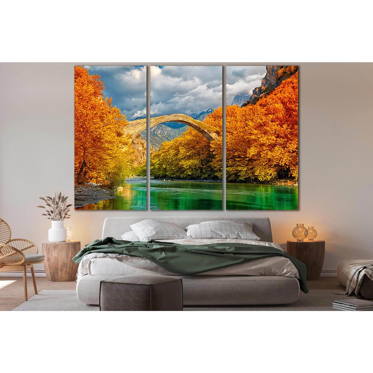 Landscape Of Konitsky Bridge №SL664 Ready to Hang Canvas Print - Zellart Canvas Prints 0new, ALL_Products, Autumn Wall Art