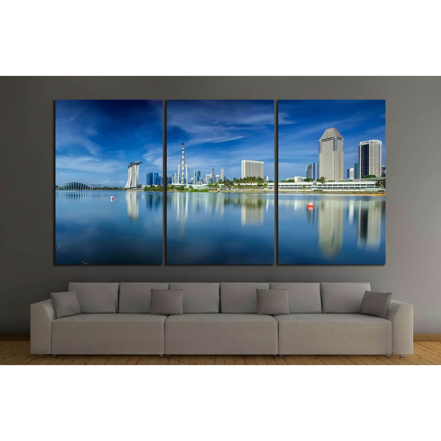 Landscape of Singapore city in day morning time №2165 Ready to Hang Canvas Print - Zellart Canvas Prints ALL_Products, s-2165