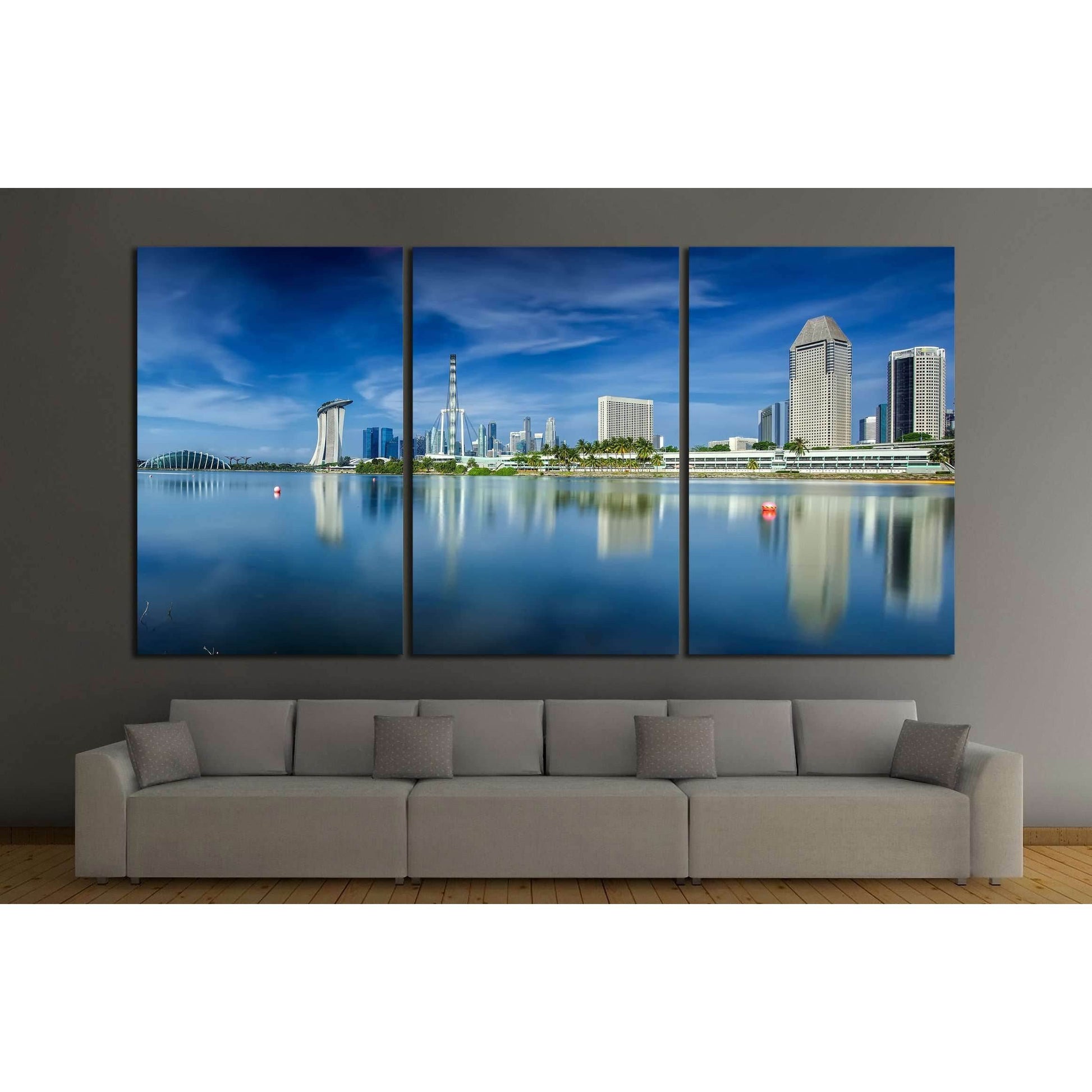 Landscape of Singapore city in day morning time №2165 Ready to Hang Canvas Print - Zellart Canvas Prints ALL_Products, s-2165