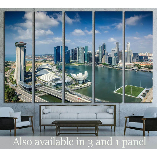 Landscape of Singapore city in day morning time. №2166 Ready to Hang Canvas Print - Zellart Canvas Prints ALL_Products, s-2166