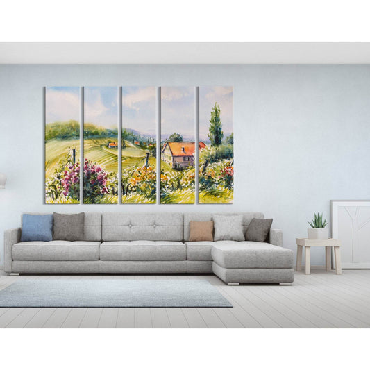 Landscape With Summer Vineyards And Roses Bushes In South Styria, Austria №04215 Ready to Hang Canvas Print - Zellart Canvas Prints ALL_Products