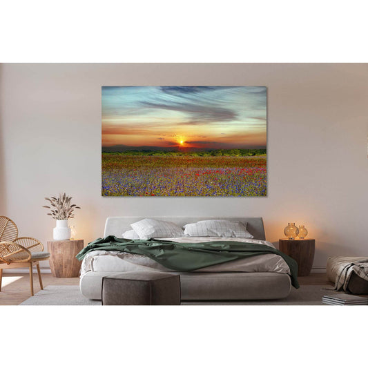 Landscape with sunset №D1241 Ready to Hang Canvas Print - Zellart Canvas Prints 0new, ALL_Products, Sunrise & sunset wall art