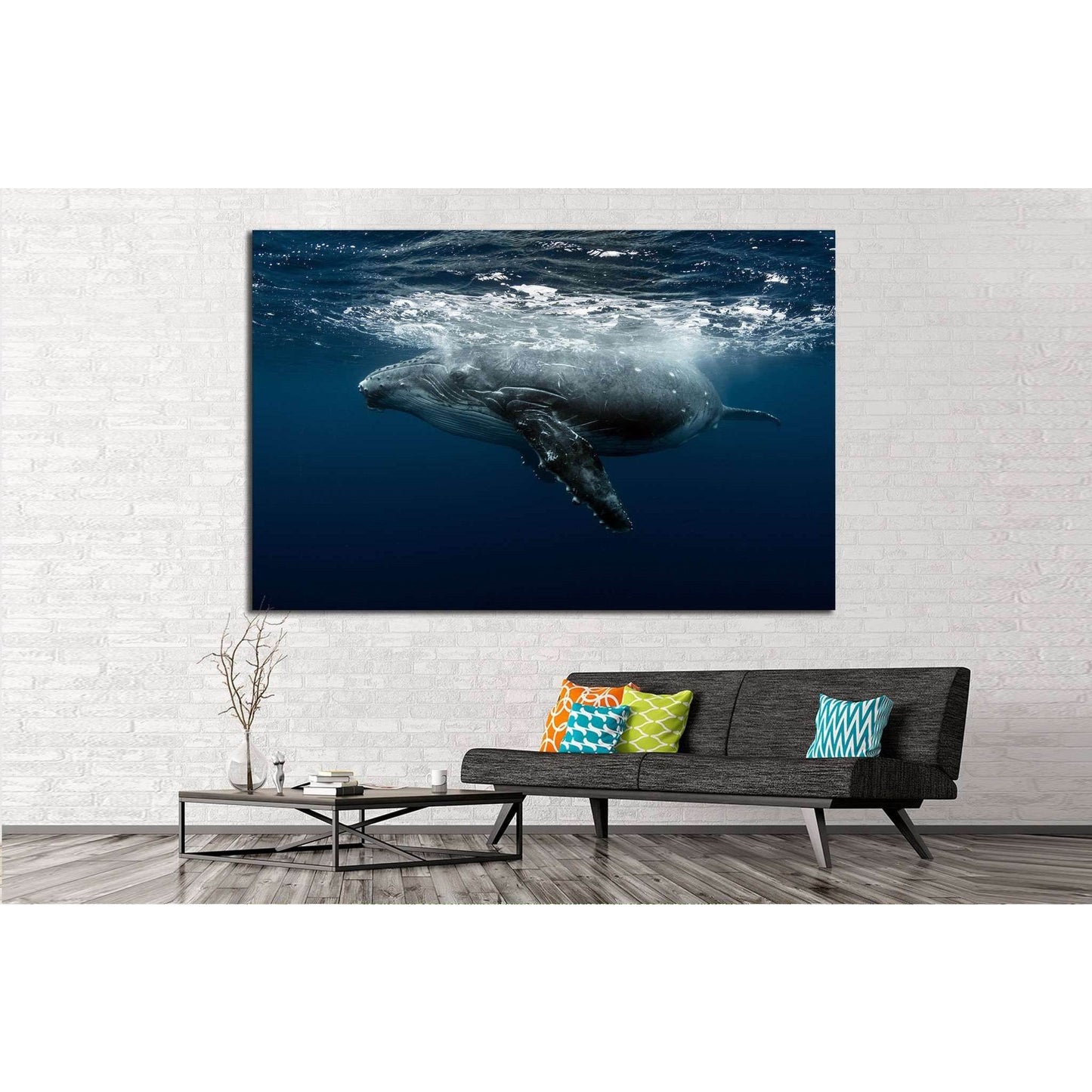 Large Whale №513 Ready to Hang Canvas Print - Zellart Canvas Prints ALL_Products, s-513, Whale