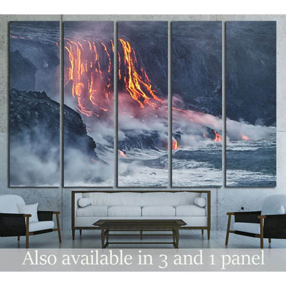 Lava erupting into Pacific Ocean in Hawaii Big Island №2922 Ready to Hang Canvas Print - Zellart Canvas Prints ALL_Products, s-2922