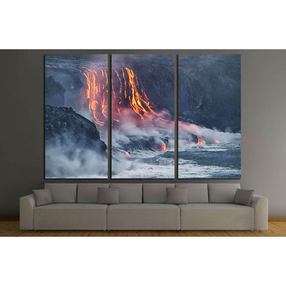 Lava erupting into Pacific Ocean in Hawaii Big Island №2922 Ready to Hang Canvas Print - Zellart Canvas Prints ALL_Products, s-2922