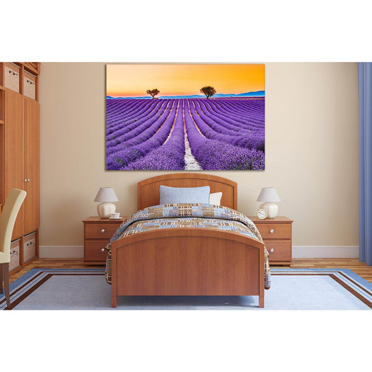 Lavender Field Summer Sunset №SL714 Ready to Hang Canvas Print - Zellart Canvas Prints 0new, ALL_Products, Floral & Botanical Wall Art