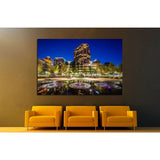 Lebauer Park at night, in downtown Greensboro, North Carolina №1746 Ready to Hang Canvas Print