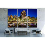 Lebauer Park at night, in downtown Greensboro, North Carolina №1746 Ready to Hang Canvas Print