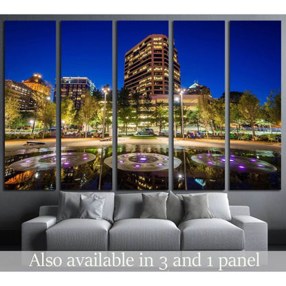 Lebauer Park at night, in downtown Greensboro, North Carolina №1746 Ready to Hang Canvas PrintCanvas art arrives ready to hang, with hanging accessories included and no additional framing required. Every canvas print is hand-crafted, made on-demand at our