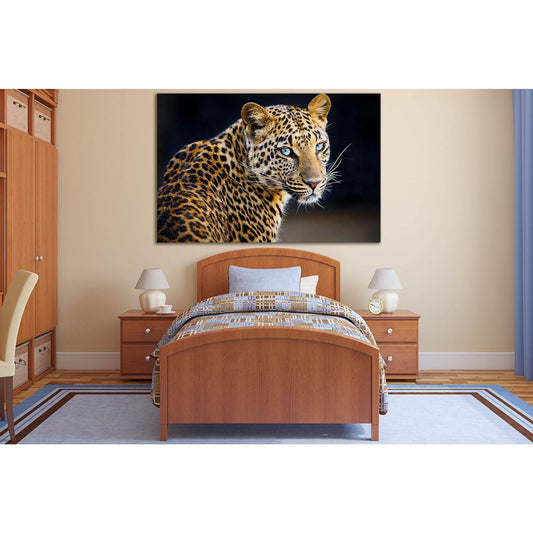Leopard On A Black Background №SL1535 Ready to Hang Canvas Print - Zellart Canvas Prints 0new, ALL_Products, Animals & Wildlife