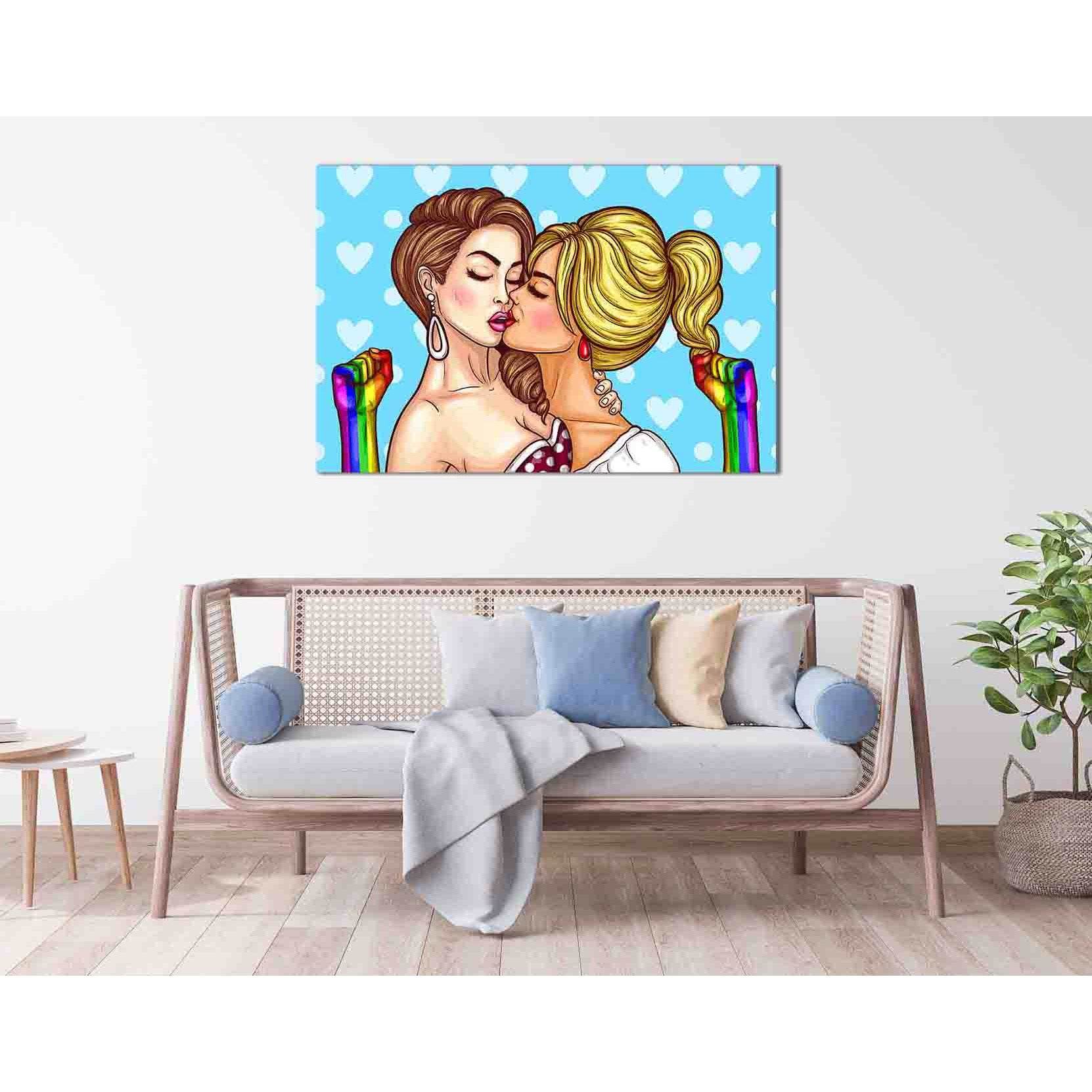 Lesbian couple kissing №2129 Ready to Hang Canvas Print - Zellart Canvas Prints 2129, ALL_Products