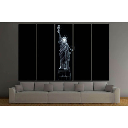 Liberty Statue in Wireframe Hologram Style №3236 Ready to Hang Canvas Print - Zellart Canvas Prints ALL_Products, s-3236