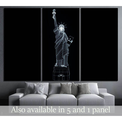 Liberty Statue in Wireframe Hologram Style №3236 Ready to Hang Canvas Print - Zellart Canvas Prints ALL_Products, s-3236
