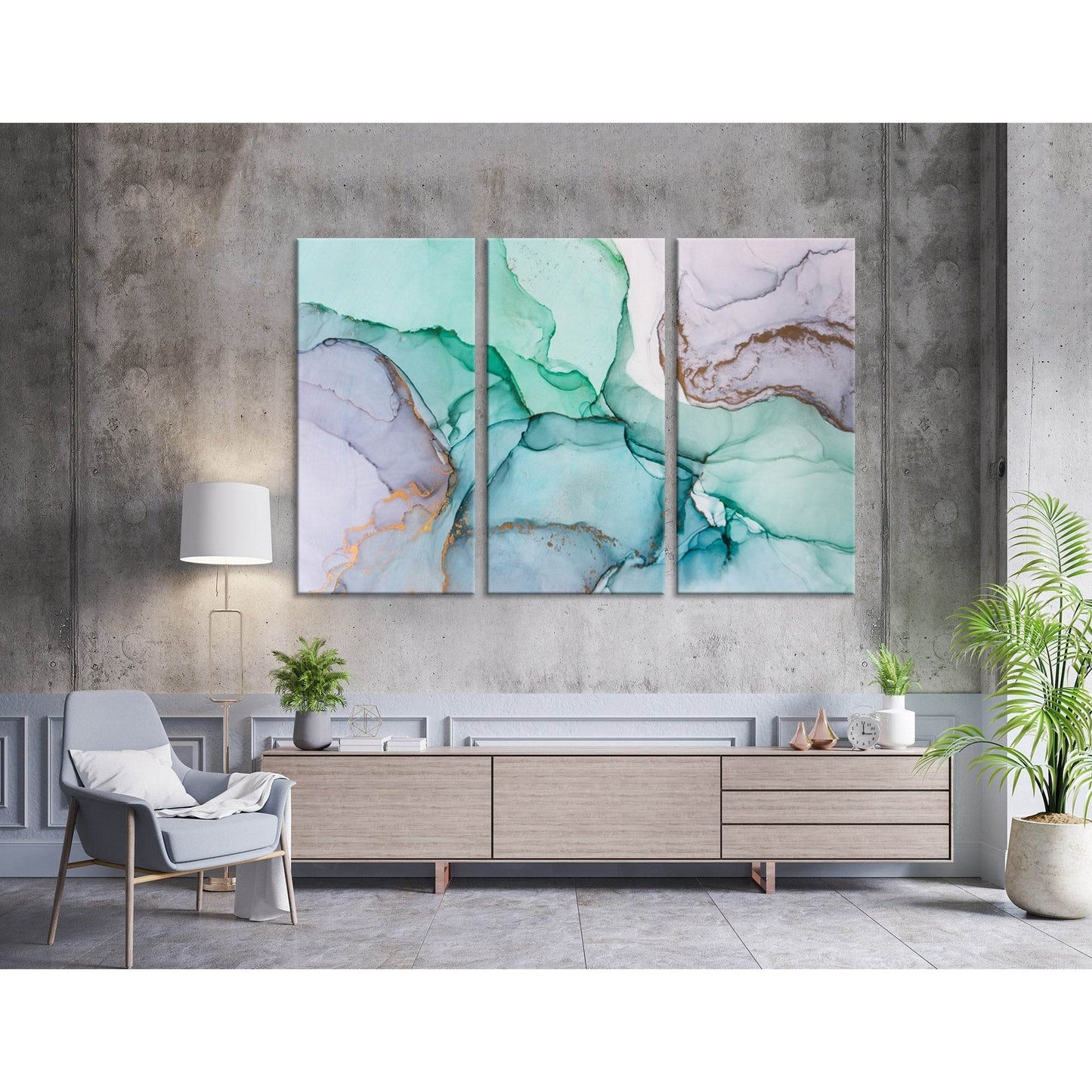 Light Purple, Green And Blue Abstract №04361 Ready to Hang Canvas Print - Zellart Canvas Prints ALL_Products