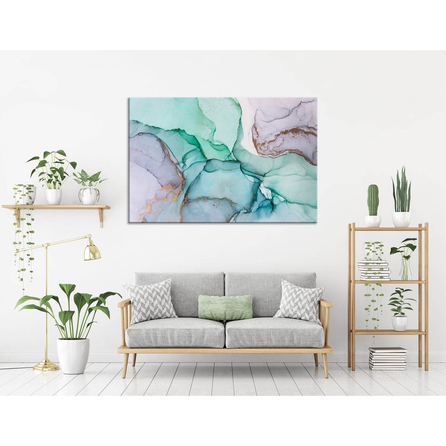 Light Purple, Green And Blue Abstract №04361 Ready to Hang Canvas Print - Zellart Canvas Prints ALL_Products