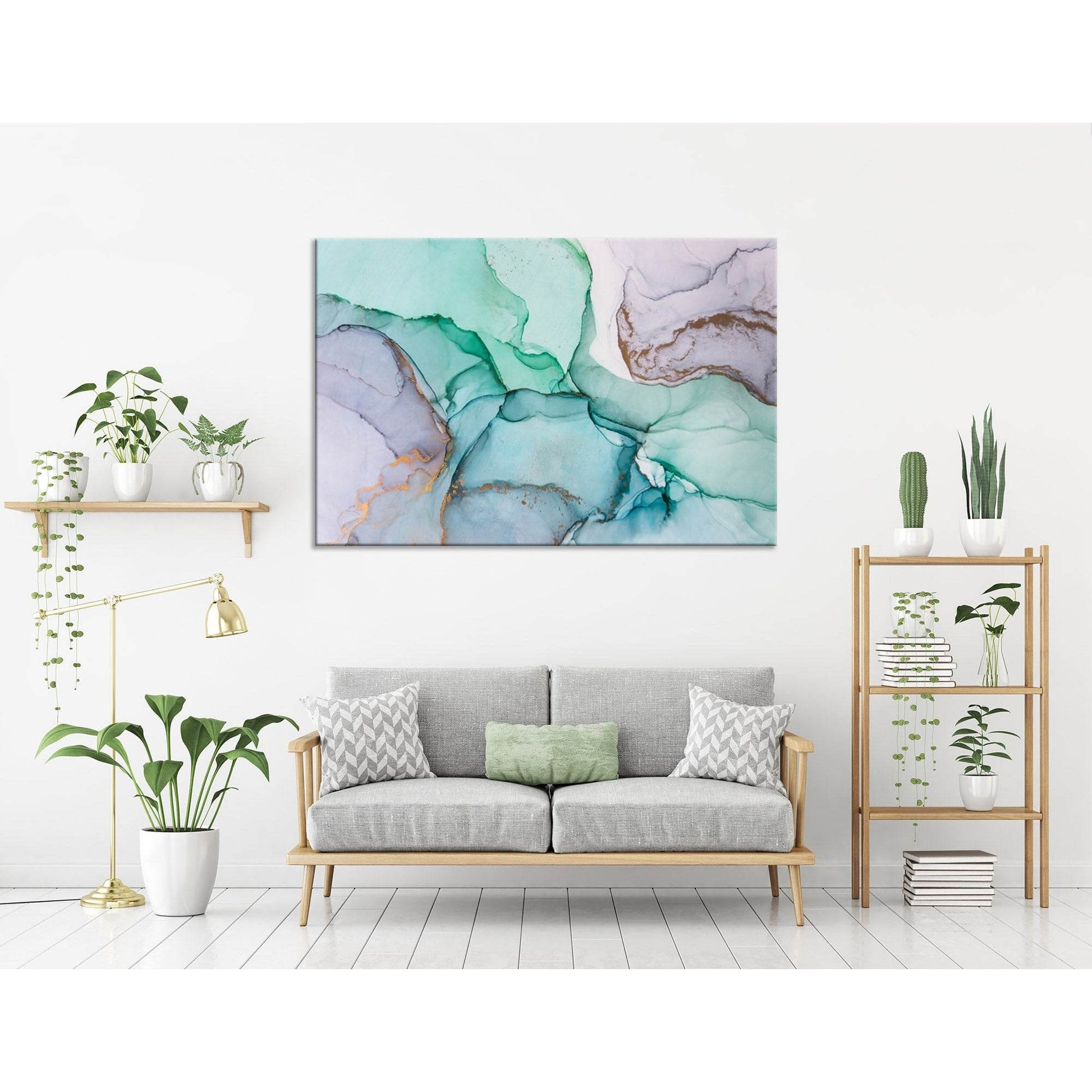Light Purple, Green And Blue Abstract №04361 Ready to Hang Canvas Print - Zellart Canvas Prints ALL_Products