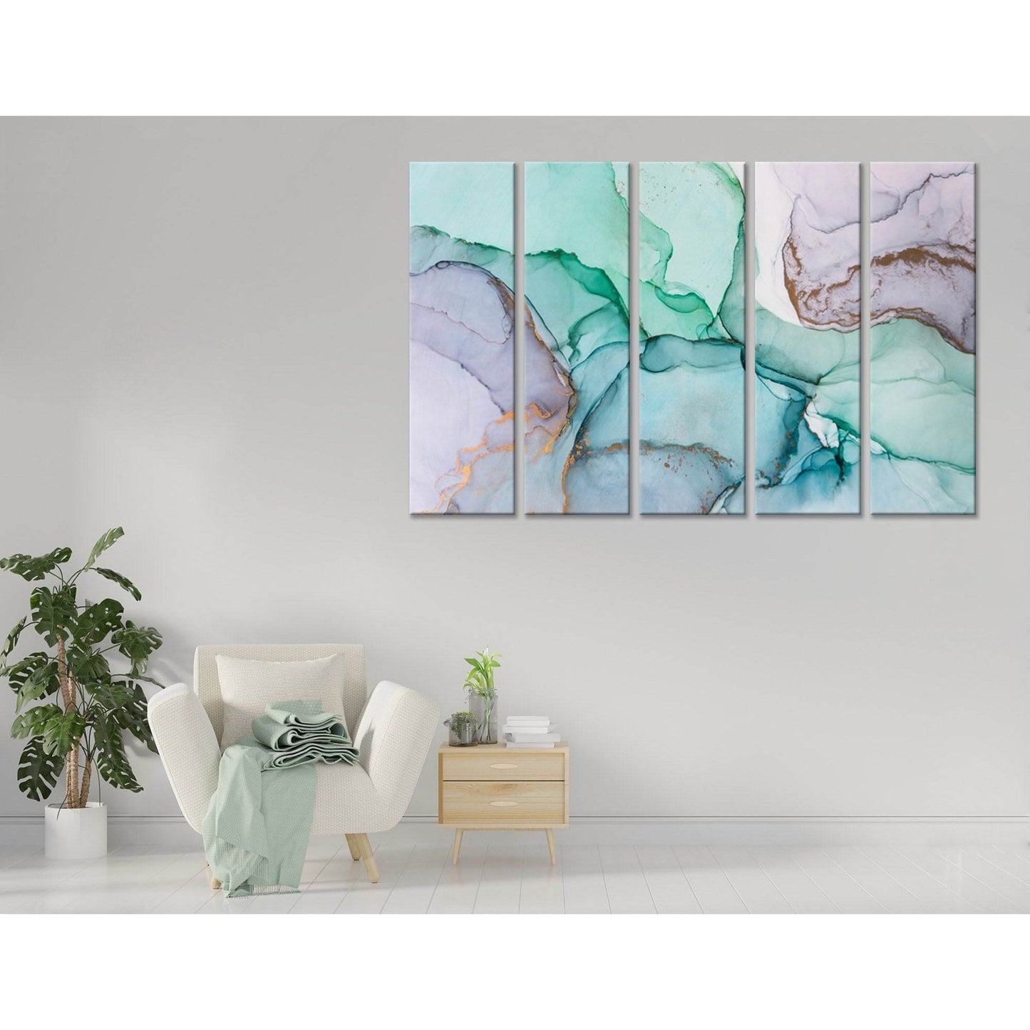 Light Purple, Green And Blue Abstract №04361 Ready to Hang Canvas Print - Zellart Canvas Prints ALL_Products