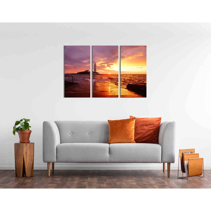 Lighthouse at dawn №D2028 Ready to Hang Canvas Print - Zellart Canvas Prints 0new, ALL_Products, Sunrise & sunset wall art