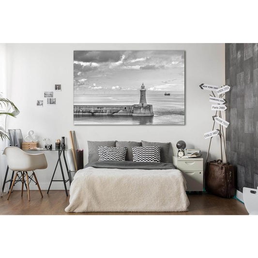 Lighthouse Black And White №SL98 Ready to Hang Canvas Print - Zellart Canvas Prints 0new, ALL_Products, Beach Ocean & Waves