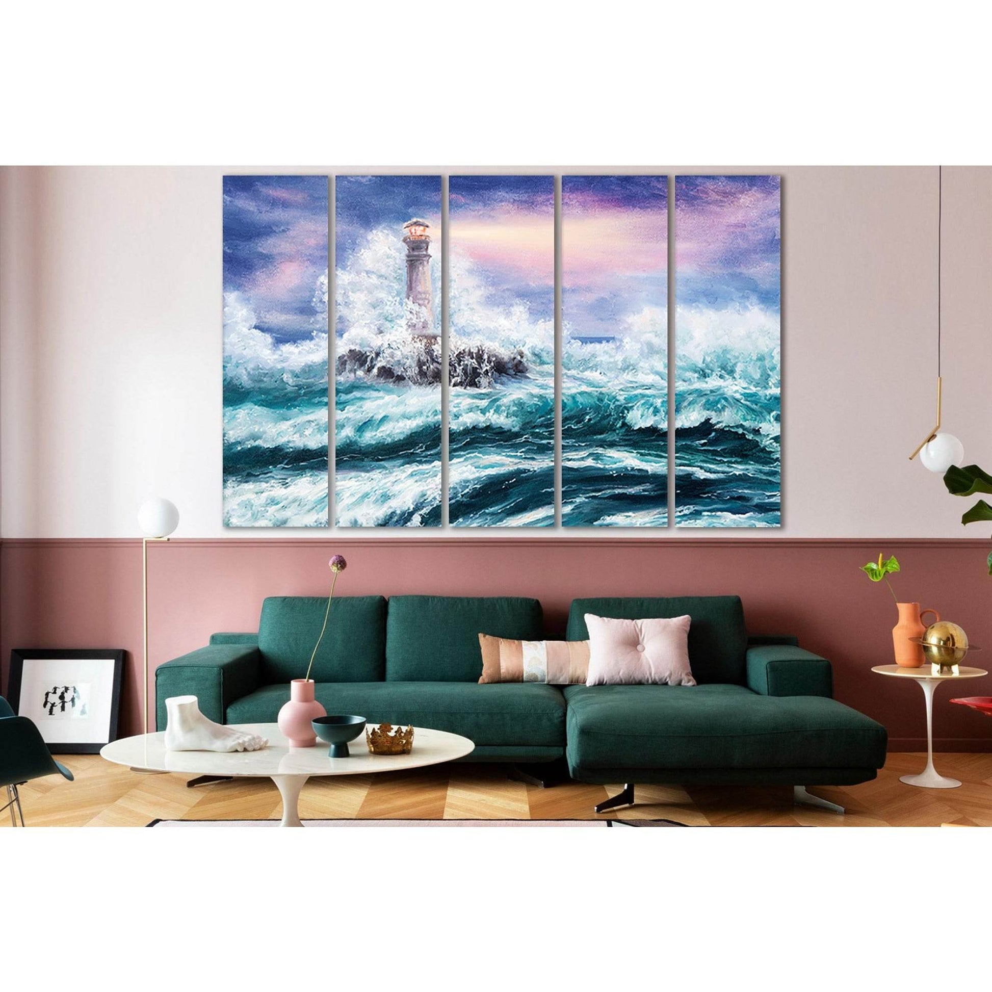 Lighthouse During Storm №SL561 Ready to Hang Canvas Print - Zellart Canvas Prints 0new, ALL_Products, Oil Painting Wall Art
