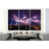 Lightning storm over city in purple light №2288 Ready to Hang Canvas Print
