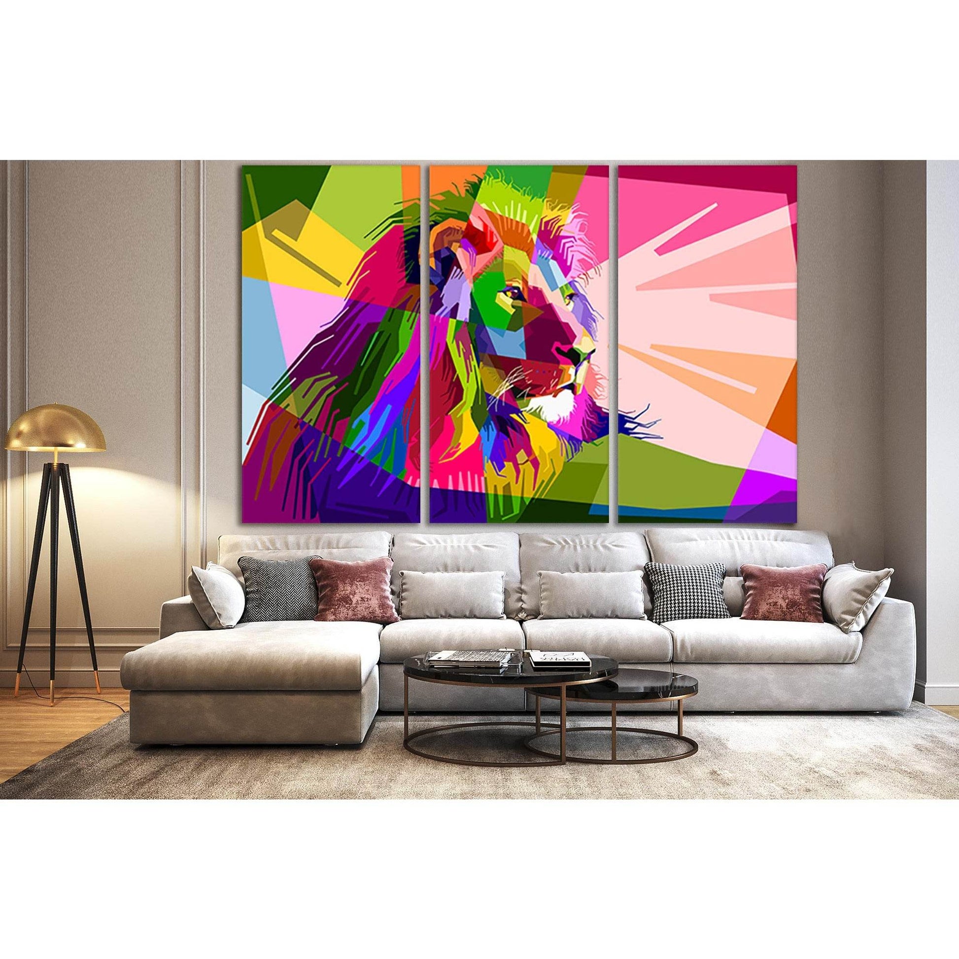 Lion Face Pop Art №SL526 Ready to Hang Canvas Print - Zellart Canvas Prints 0new, ALL_Products, Lion, Pop ART