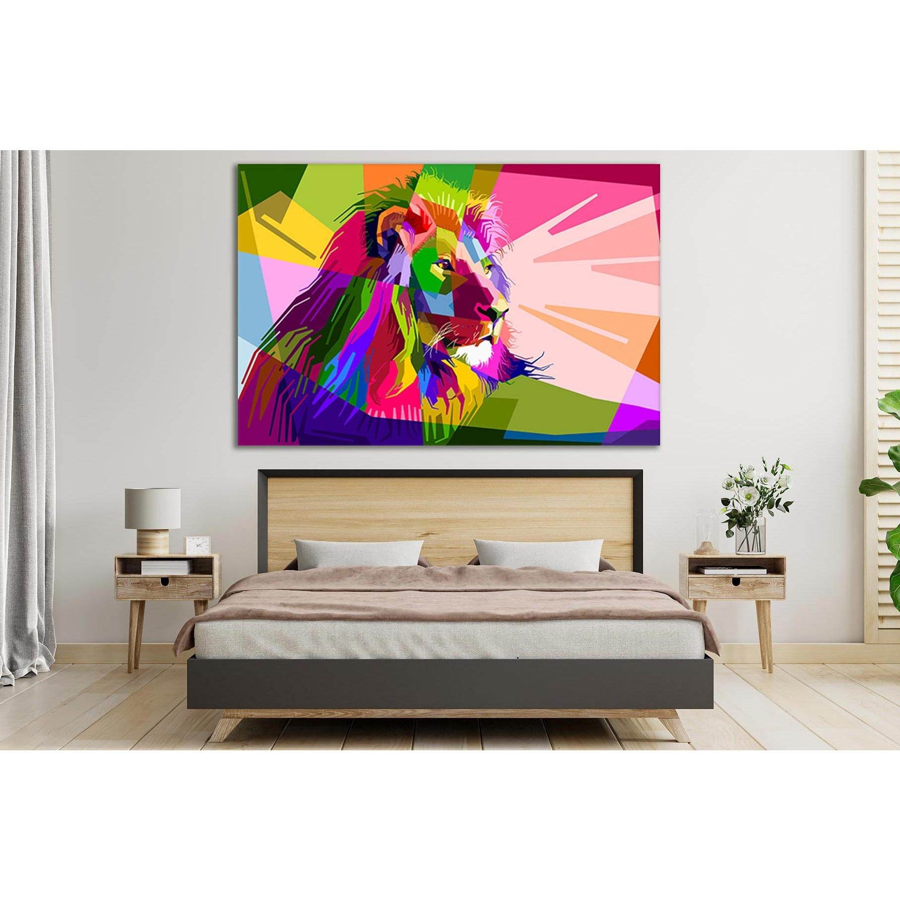 Lion Face Pop Art №SL526 Ready to Hang Canvas Print - Zellart Canvas Prints 0new, ALL_Products, Lion, Pop ART