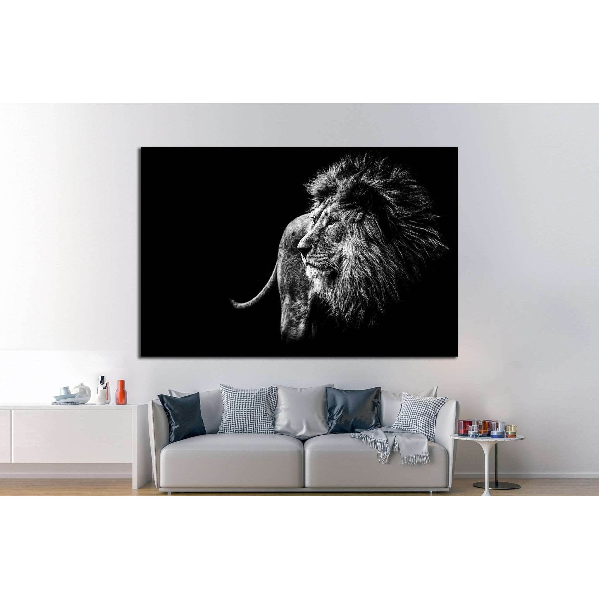 lion in black and white №1328 Ready to Hang Canvas Print - Zellart ...