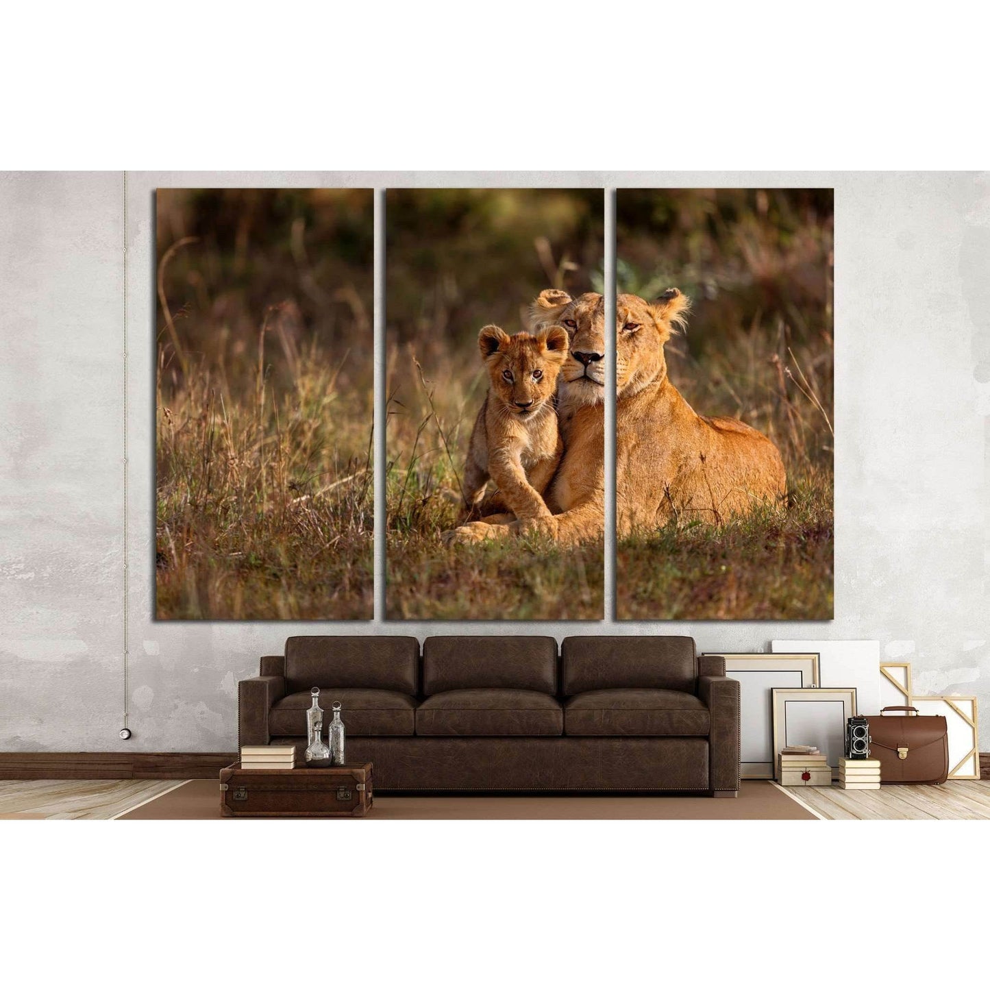 Lion mother of Notches Rongai Pride with cub in Masai Mara, Kenya №1850 Ready to Hang Canvas PrintCanvas art arrives ready to hang, with hanging accessories included and no additional framing required. Every canvas print is hand-crafted, made on-demand at