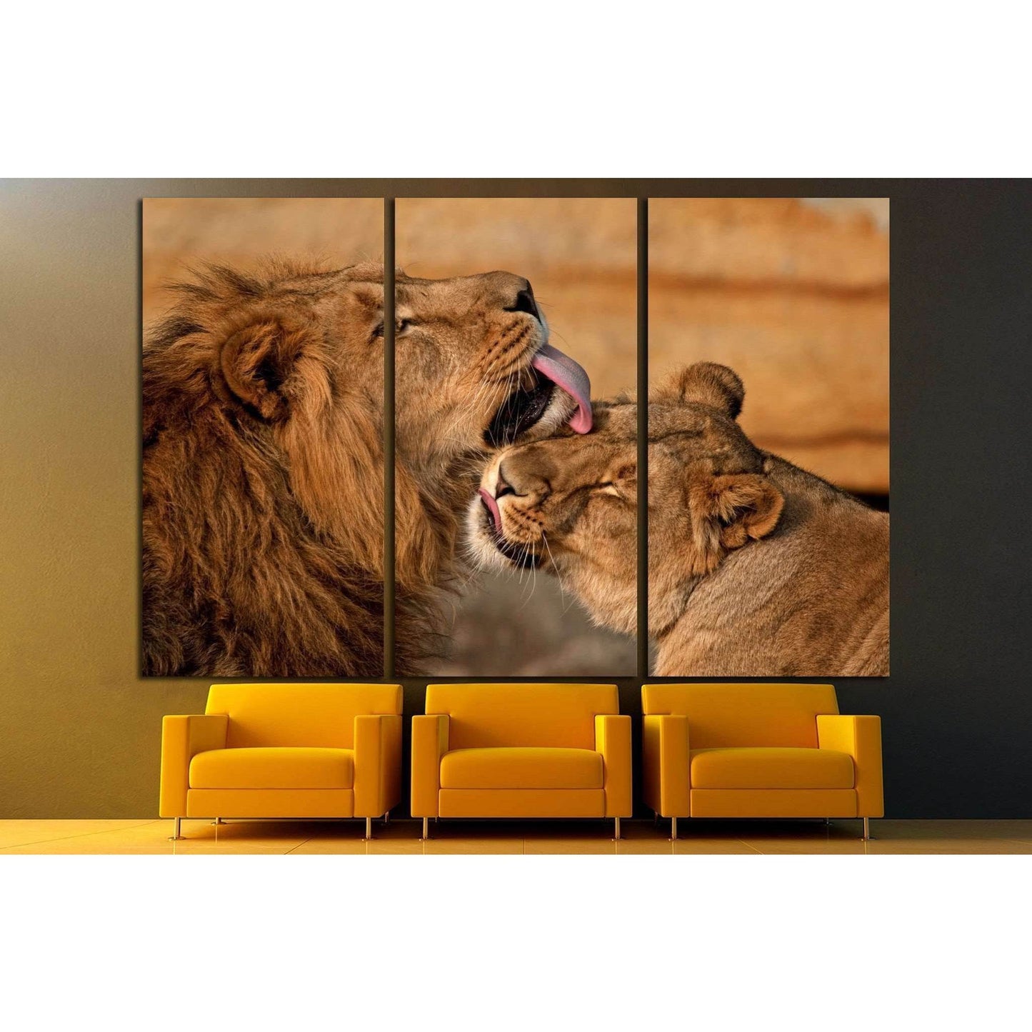 lion, panthera leo №1332 Ready to Hang Canvas Print - Zellart Canvas Prints ALL_Products, Lion, s-1332