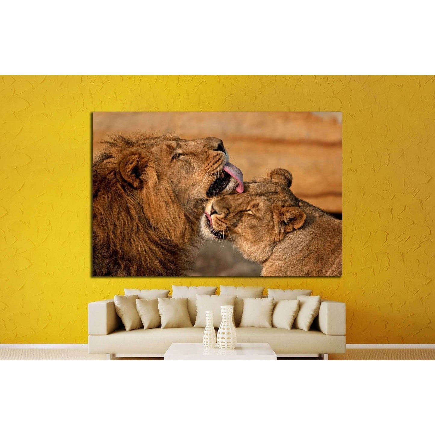 lion, panthera leo №1332 Ready to Hang Canvas Print - Zellart Canvas Prints ALL_Products, Lion, s-1332