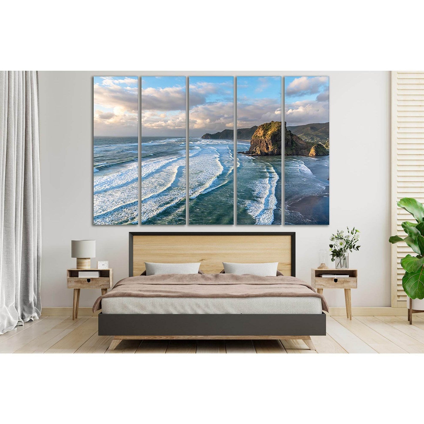Lion Rock And Piha Beach №SL154 Ready to Hang Canvas Print - Zellart Canvas Prints 0new, ALL_Products, Beach Ocean & Waves, Lion